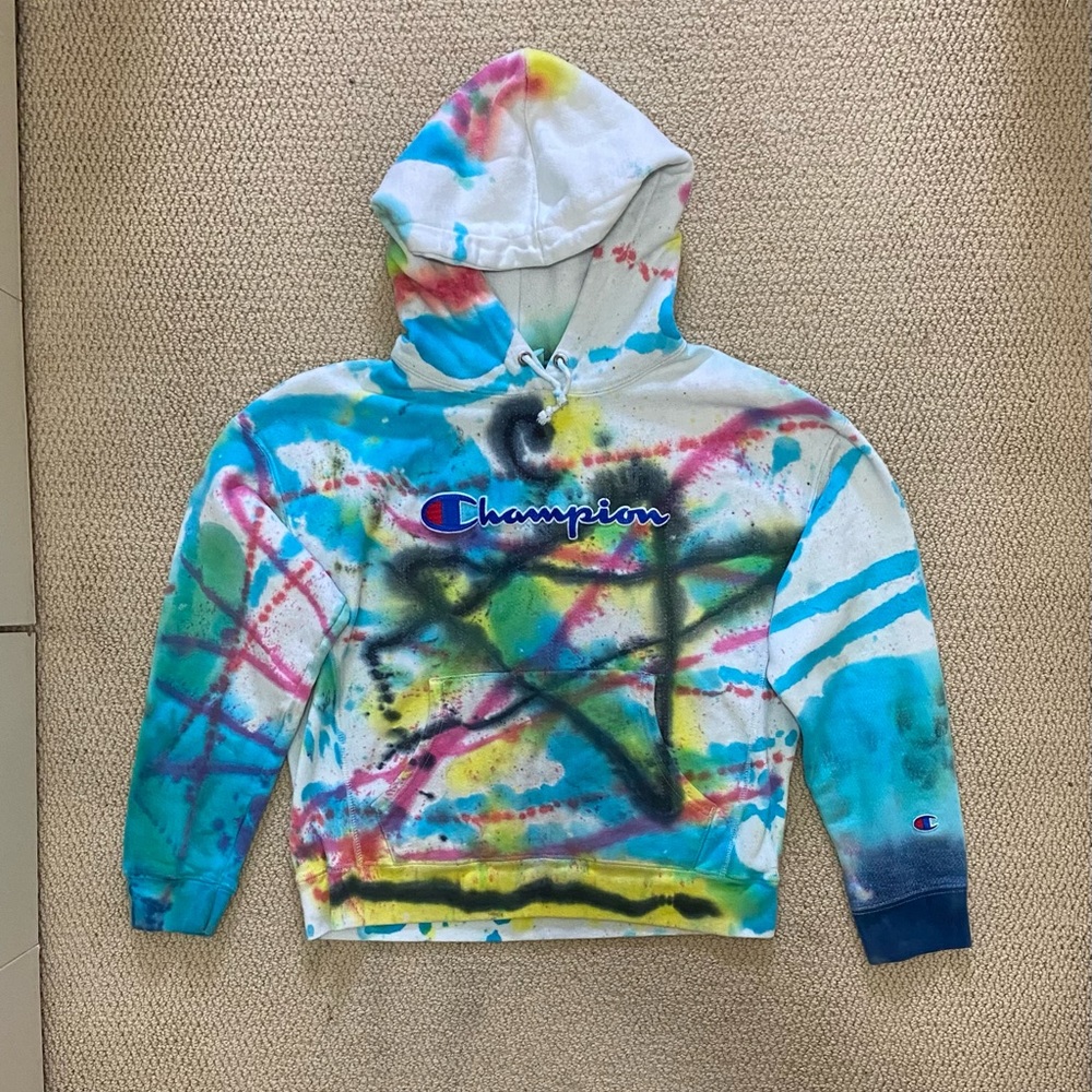 Champion Reverse Weave Hoodie Tie Dye Hoodie Youth Large or Women’s Small